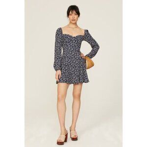 REFORMATION Women's Blue Floral Sweetheart Neckline Mochi Mini Dress Size 12
